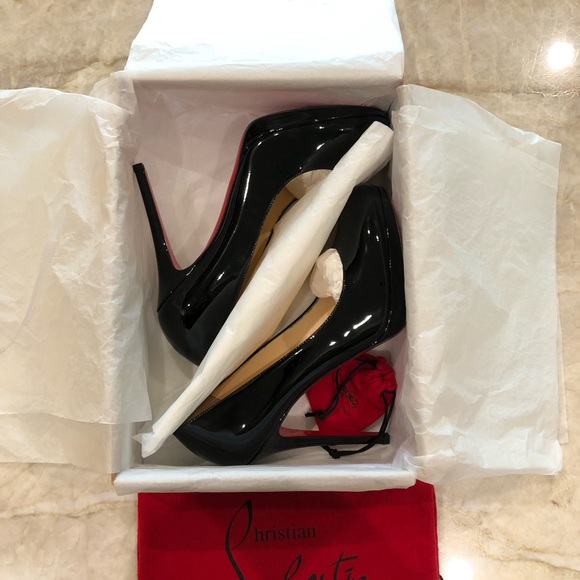 SOLD Christian Louboutin New Simple 120 Black Patent Calf Heels 38.5 - Picture 11 of 13